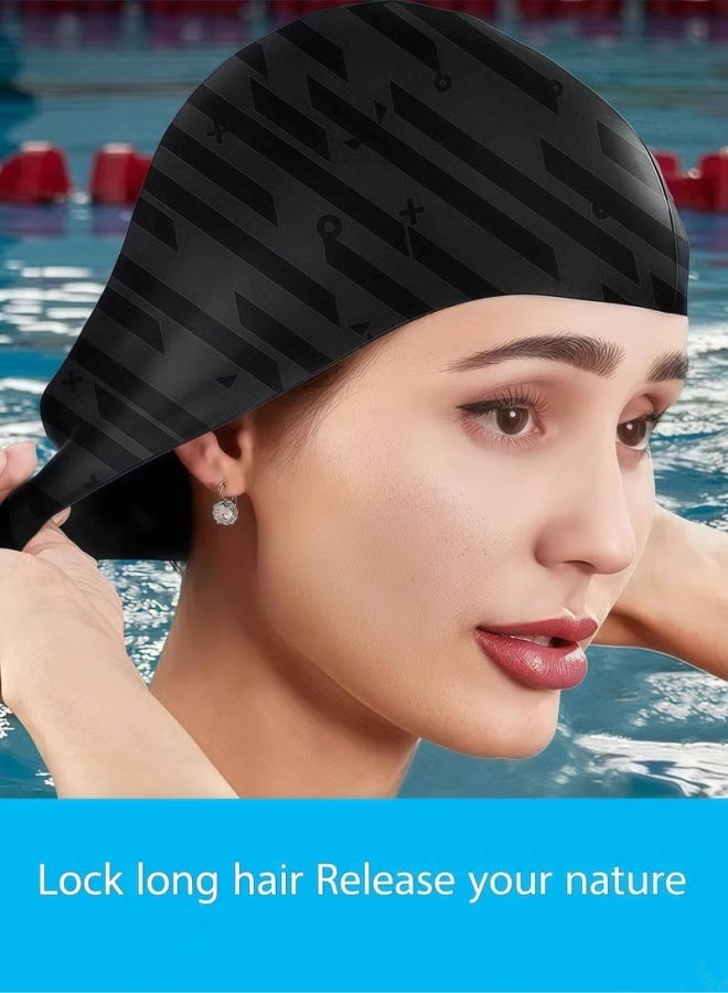 "Men Women Swim Cap, Unisex Adult Swimming Caps Keep , Waterproof Bathing Cap for Swimming " - Image 2