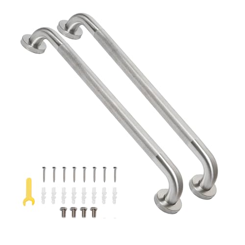 Bmoytu 32 Inch Shower Grab Bar Bathroom Grab Bar Handle with AntiSlip Knurled Grip Stainless Steel Bath Balance Bar Bath Safety Bar Support for Seniors Elderly Pregnant Shower Hand Rails Brushed Nickel - Image 1