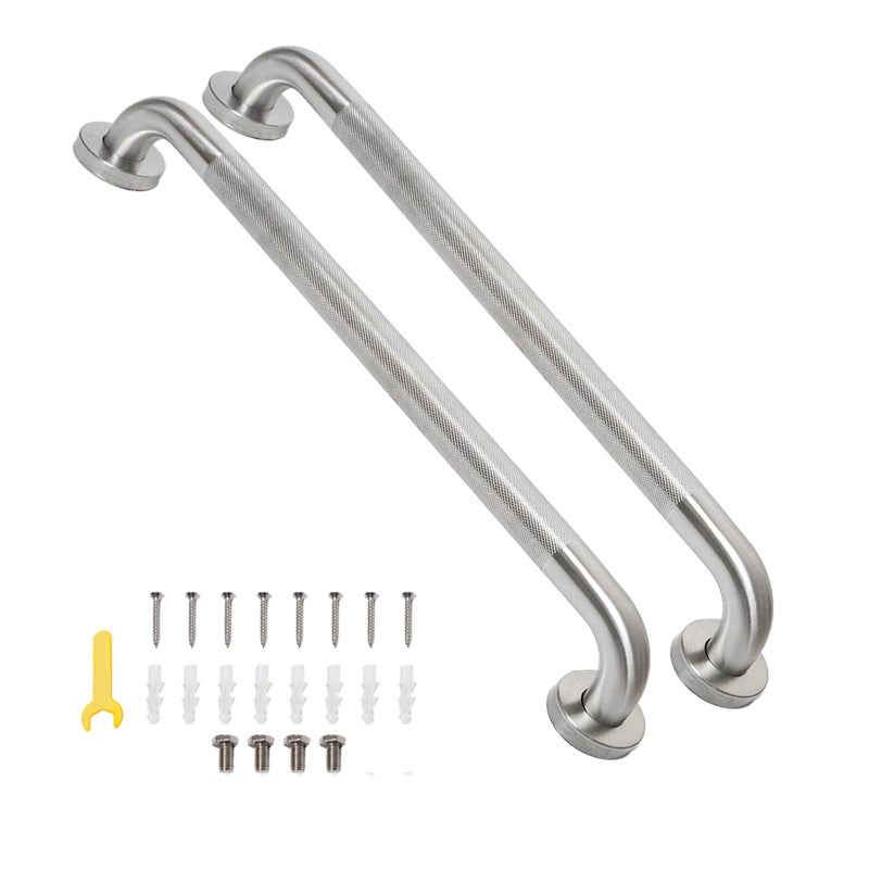 Bmoytu 32 Inch Shower Grab Bar Bathroom Grab Bar Handle with AntiSlip Knurled Grip Stainless Steel Bath Balance Bar Bath Safety Bar Support for Seniors Elderly Pregnant Shower Hand Rails Brushed Nickel - Image 2