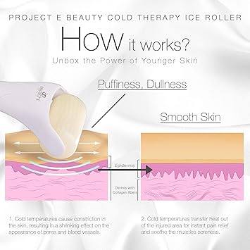 Project E Beauty Project E Beauty Ice Roller Cold Therapy Face Eye Body Massage Massager Under Eye Puffiness Brightening Cooling Cool Tightening Reduce Wrinkles Dark Circles Muscle Soreness Pain Relief Redness - Image 5