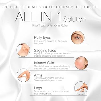 Project E Beauty Project E Beauty Ice Roller Cold Therapy Face Eye Body Massage Massager Under Eye Puffiness Brightening Cooling Cool Tightening Reduce Wrinkles Dark Circles Muscle Soreness Pain Relief Redness - Image 4
