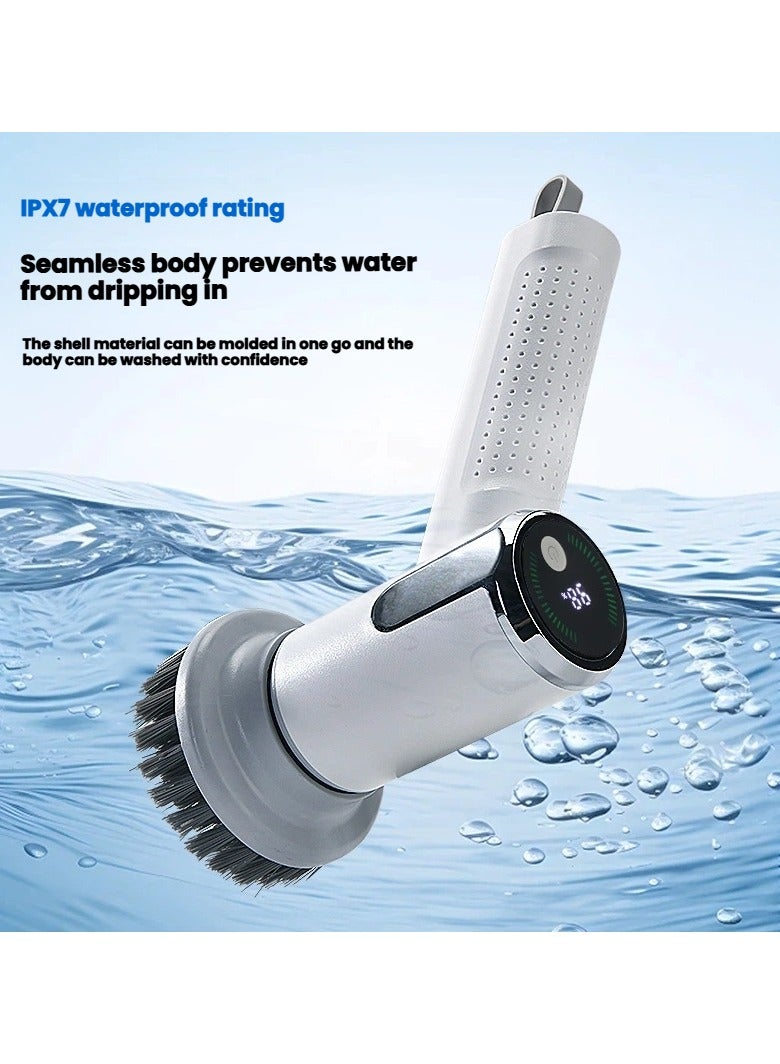 عام فرشاة تنظيف كهربائية منزلية متعددة الوظائف، قابلة للتمسك بيدك، لاسلكية، ذات سعة كبيرة، وتتكون برؤوس فرشاة قابلة للاستبدال. - Image 2