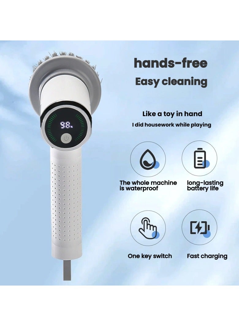 عام فرشاة تنظيف كهربائية منزلية متعددة الوظائف، قابلة للتمسك بيدك، لاسلكية، ذات سعة كبيرة، وتتكون برؤوس فرشاة قابلة للاستبدال. - Image 1