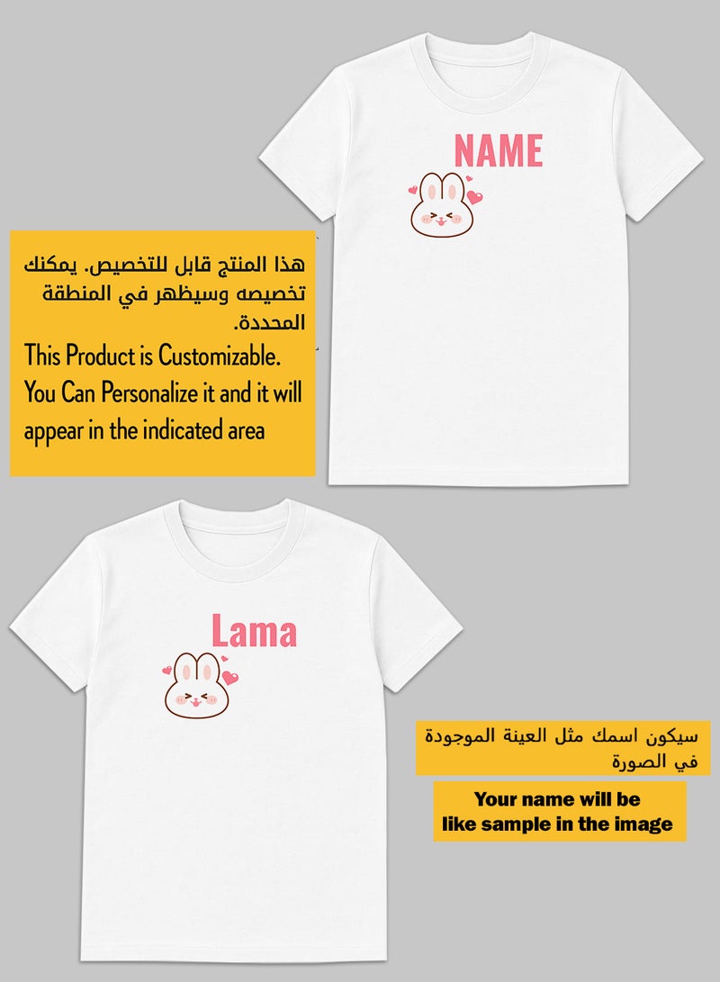 لوحة تيشيرت قطن قابل للتخصيص باسمك مع تصميم قطة وقلوب - Image 2
