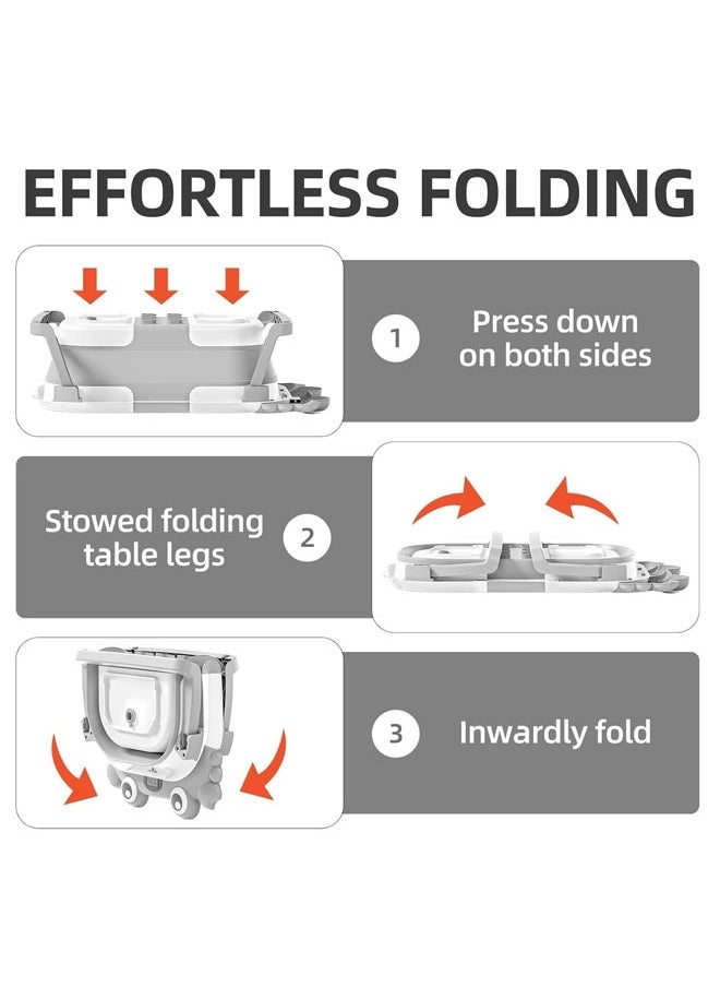 Denzoz Grey Baby Bathtub Foldable Baby Bath Essentials Baby Bathtub Newborn to Toddler Portable Travel Multifunctional Baby Bath Tub with Non-Slip Mat Drain Hole  - Image 4