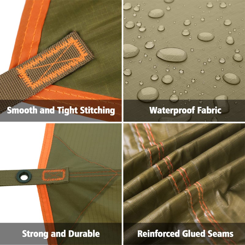 FREE SOLDIER Waterproof Portable Tarp Multifunctional Outdoor Camping Traveling Awning Backpacking Tarp Shelter Rain Tarp (Brown 10×10.5ft) - Image 5