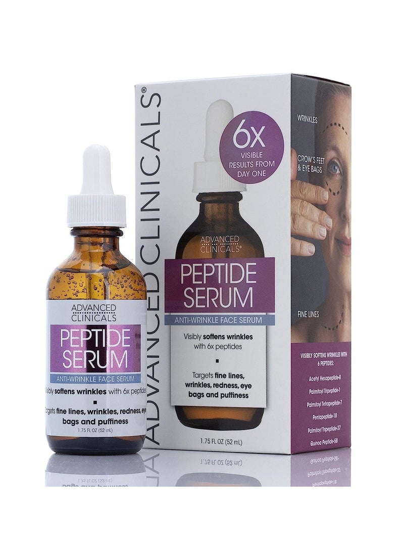 Advanced Clinicals Peptide Face Serum for Wrinkles Fine Lines, Crow Feet and Eye Bags 52ml 