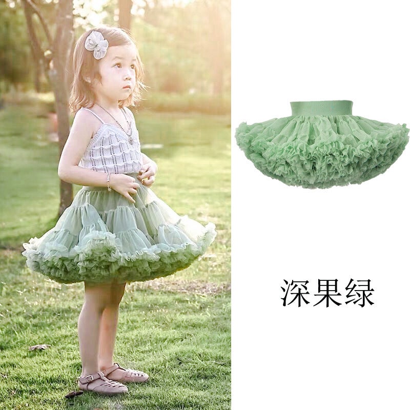 Second Generation Girls tutu Skirt Macaron Childrens tutu Skirt Girls Skirt Rabbit Rabbit Skirt Chug Small and Medium-sized Childrens Hair Dark fruit Green 