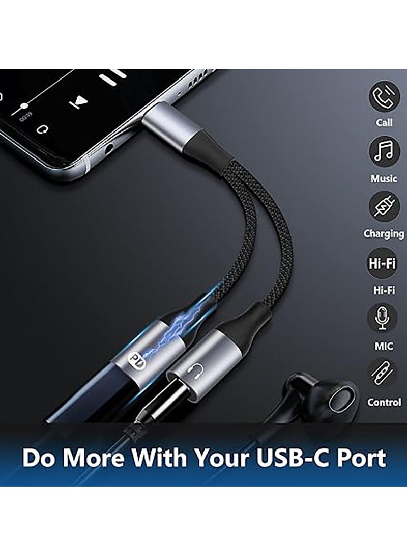 USB Type-C to 3.5mm headphone and charger adapter compatible with iPhone 16 15,Galaxy S25 S24 S23 S22Other Type-c Phone - Image 2
