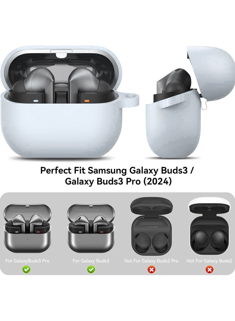 Silicone Protective  Case Cover for Samsung Galaxy Buds 3/Galaxy Buds 3 Pro with Keychain  (White) - Image 2