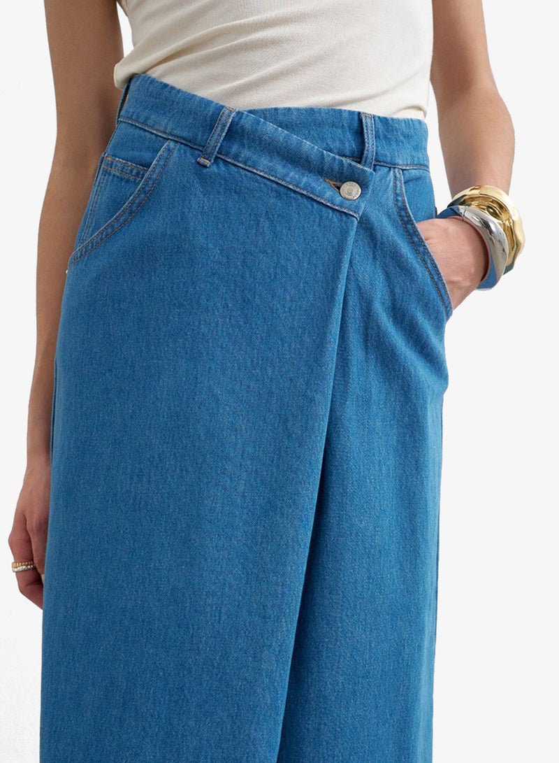 TOPSHOP Millie Contrast Stitch Denim Maxi Skirt - Image 4