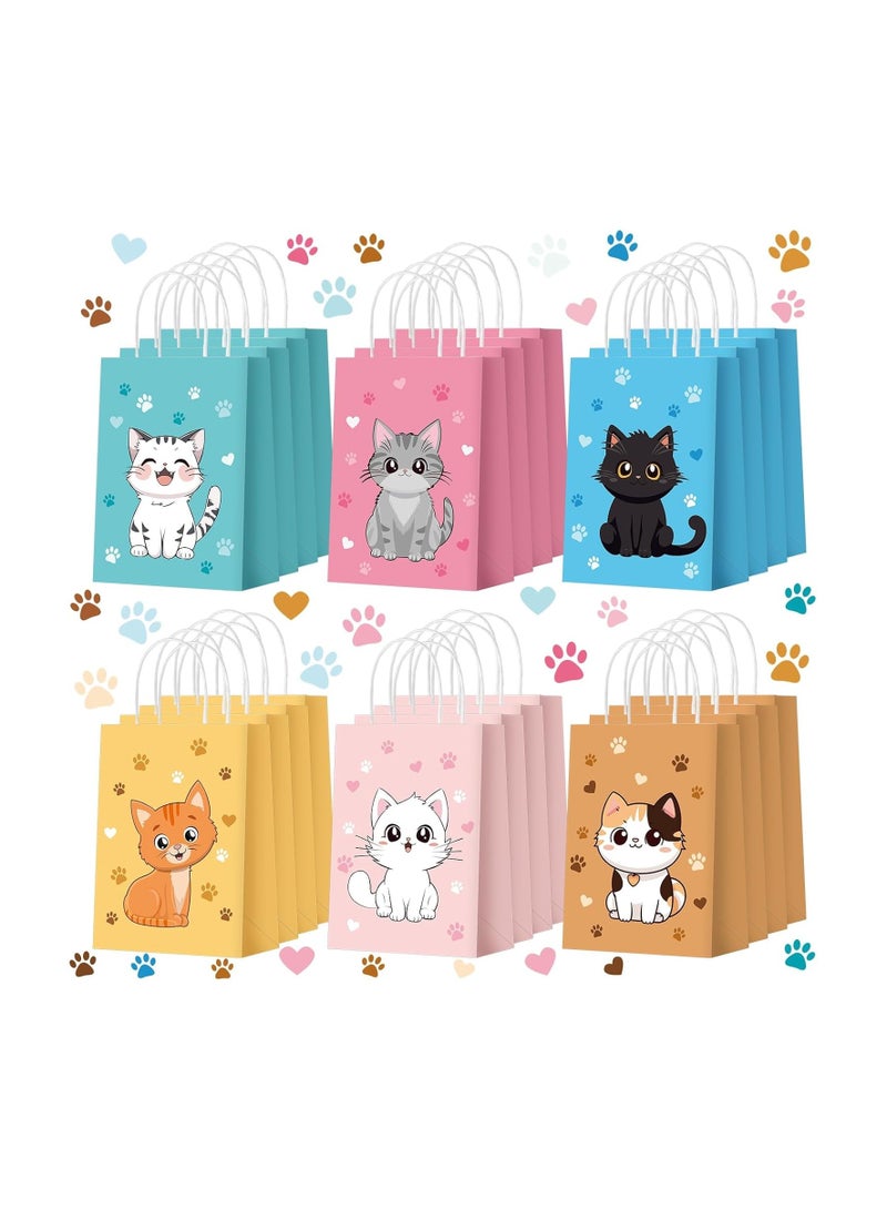 general 24 Puppy Cat Party Candy Bags with Handles Party Gift Bags for Kids Gift Bags Dog Paper Bags Cat Birthday Party Supplies Pet Adoption Boys Girls - Image 1