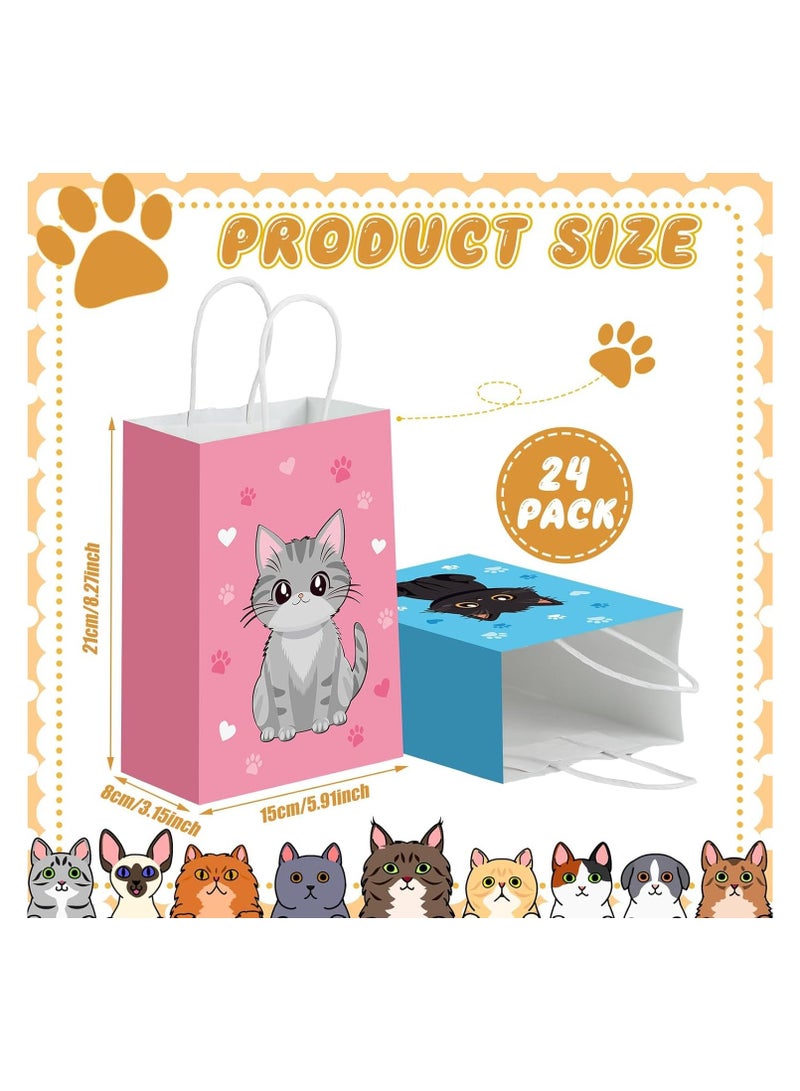general 24 Puppy Cat Party Candy Bags with Handles Party Gift Bags for Kids Gift Bags Dog Paper Bags Cat Birthday Party Supplies Pet Adoption Boys Girls - Image 2