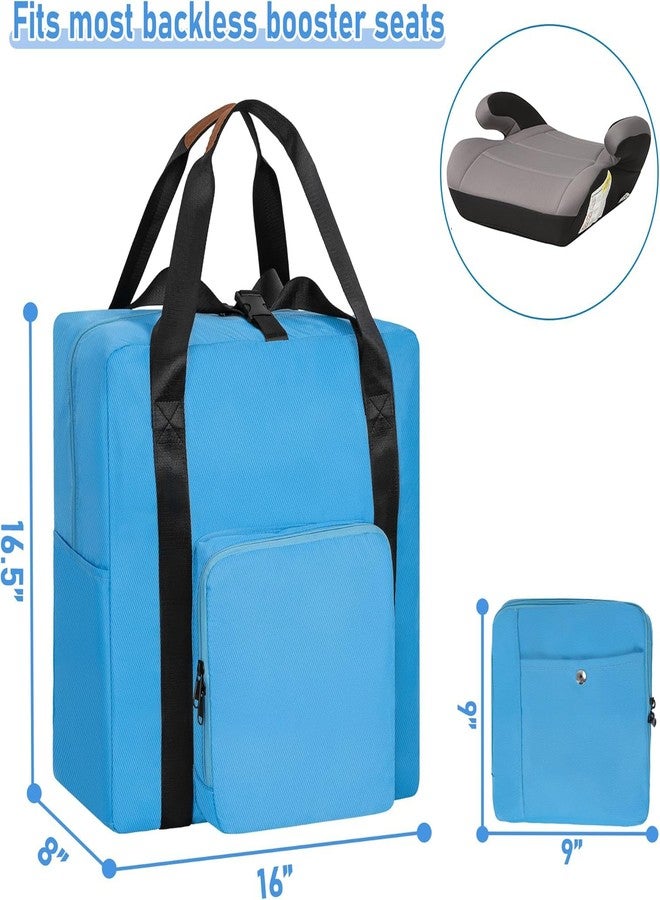 TORIBIO Durable Backless Booster Seat Travel Bag for Airplane Compatible with Cosco Topside Backless Booster Car Seat and Gb Pockit Stroller, Airplane Gate Check Tote Bag, Blue - Image 2
