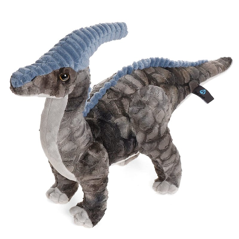 AULUDA Dinosaur Plush Toy, 16" Parasaurolophus Stuffed Animal Throw Plushie Pillow Doll, Soft Grey Fluffy Friend Hugging Cushion - Present for Every Age & Occasion - Image 1