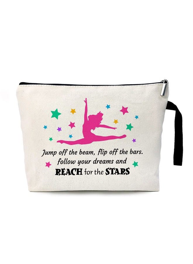 ZHANTUONE Gymnast Girls Funny Cosmetic Bag,for Travel Toiletry Zipper Storage Pouch Makeup Bag,Gymnasts Gifts,Gymnastics Makeup Bag for Women,Ymnastics Enthusiast Gifts,Girls Gymnast Inspirational Gifts, White - Image 1