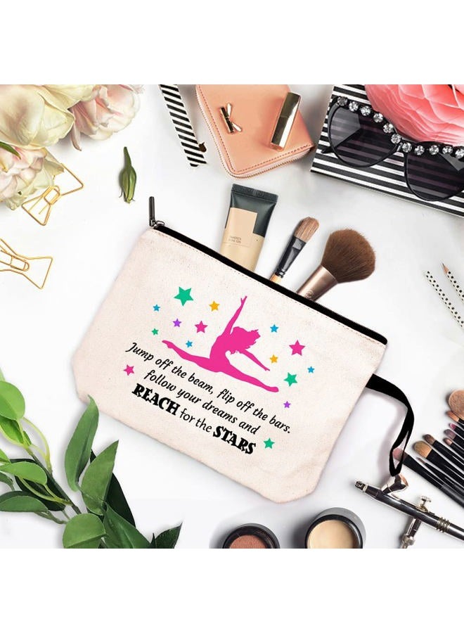 ZHANTUONE Gymnast Girls Funny Cosmetic Bag,for Travel Toiletry Zipper Storage Pouch Makeup Bag,Gymnasts Gifts,Gymnastics Makeup Bag for Women,Ymnastics Enthusiast Gifts,Girls Gymnast Inspirational Gifts, White - Image 2