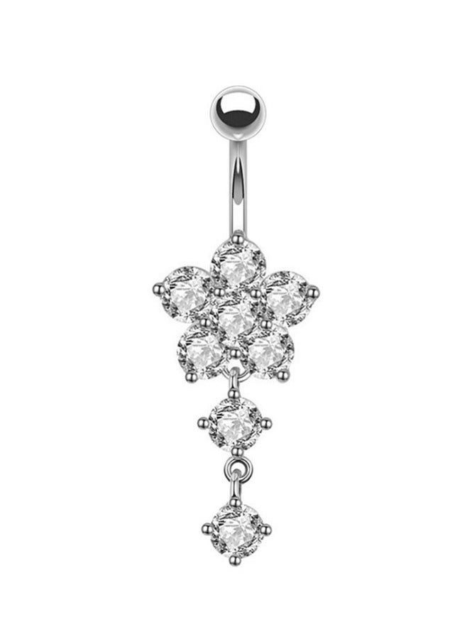 Innoshine 5 PCS Stainless Steel Belly Piercing Rings Set ,  Long Dangle Navel Rings, Screw Bar Design,  Rhinestone studded Sexy Vacation Style,  Theme Body Piercing Jewelry for Women and Girls birthday gifts - Image 2