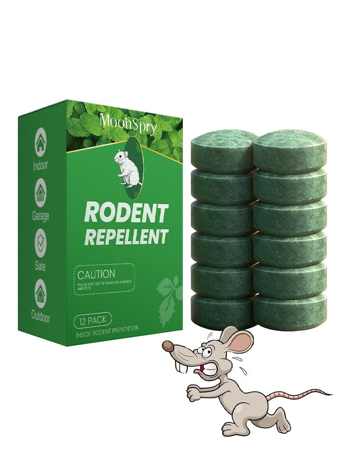 MOONSPRY 12 Pack Mouse Rodent Repellent, for Indoor and Outdoor, Natural Deterrent for Kitchen, Warehouse, Garden Camper, Yard, Car, Garage and RV, Safe for Pets and Family - Image 1