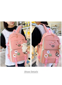 Generic Fashion large-capacity teenage girls small fresh canvas schoolbag five sets of female shoulder bag campus shoulder bag lightweight backpacks  - Image 4