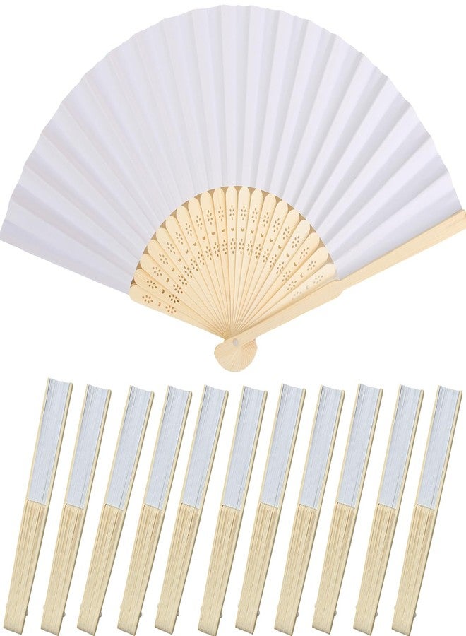 Bestage 12 Pcs White Paper Fans Handheld,8.3 Inch Foldable Hand Fan,Folding Hand Fan for Women,Chinese Japanese Bamboo Fans for Wedding Guests,Dancing,Party Decoration,DIY - Image 1