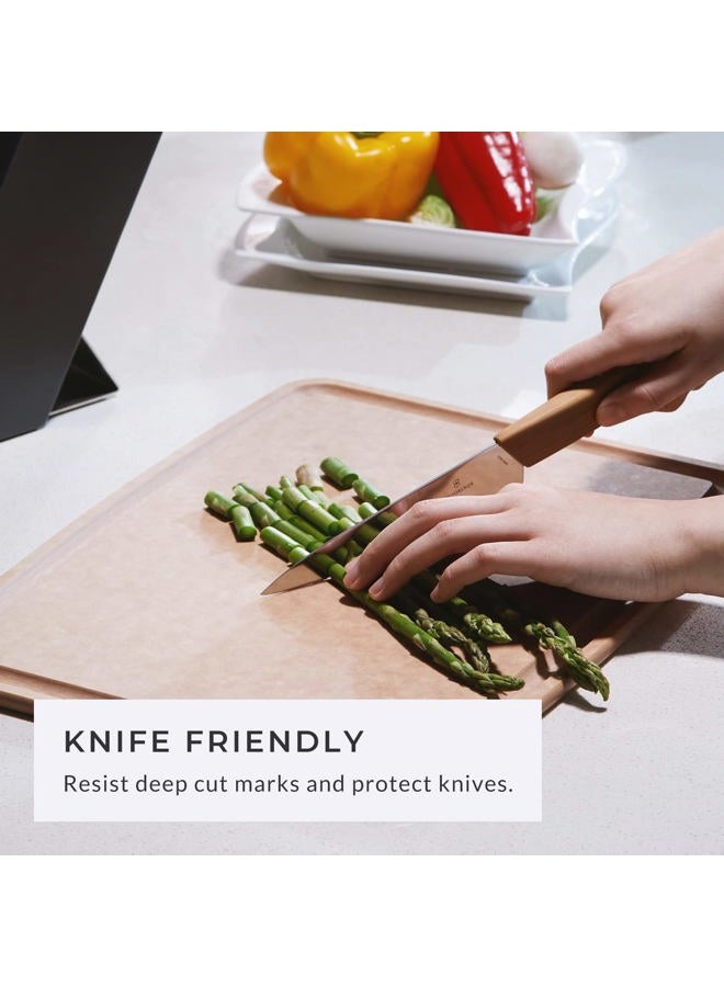 Elihome Kitchen Cutting Board, Natural Wood Fiber Composite, Dishwasher Safe, Eco-Friendly, Juice Grooves with Easy Grip Handles,Non Porous, BPA Free, Made in USA (16" x 12" x1/4") - Image 2