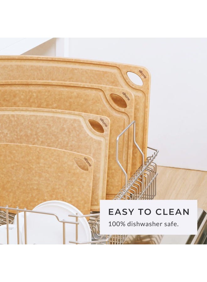 Elihome Kitchen Cutting Board, Natural Wood Fiber Composite, Dishwasher Safe, Eco-Friendly, Juice Grooves with Easy Grip Handles,Non Porous, BPA Free, Made in USA (16" x 12" x1/4") - Image 5