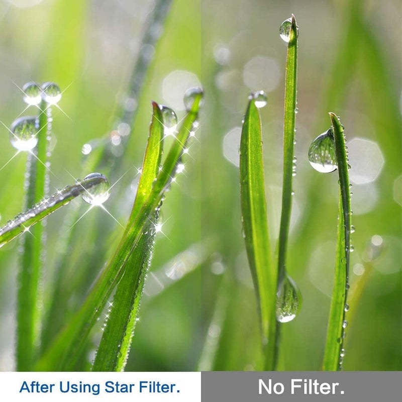 Sedremm 67mm Star Filter 4 Pieces Starburst Lens Filter(4 Points,6 Points,8 Points,12 Points) with Centre Pinch Lens Cap for Canon Nikon Sony Olympus Pentax and Other DSLR Cameras + 4 Slot Filter Pouch - Image 2