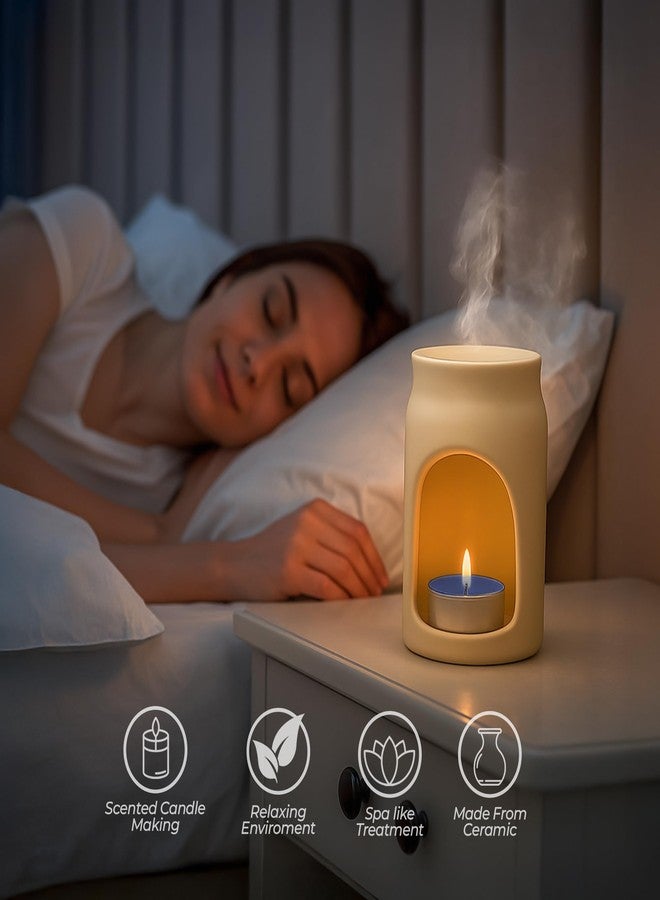 Floryn Decor Aroma Diffuser Set - Ceramic Oil Burner with 2 Tealight Candles & 10ml Essential Oil - Compact & Elegant Gift Set for Home, Bedroom, Office & Spa (Lavender) - Image 4