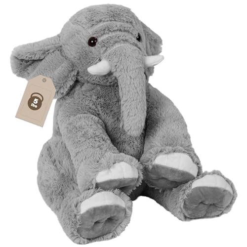 OurHonor Elephant Weighted Stuffed Animals 5 lbs 16in Weighted Plush Elephant Stuffed Animal Plushies Gifts for Kids and AdultsGrey - Image 1