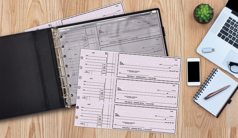 GOLD SEAL 7 Ring Executive Check Binder with Zipper Pouch, Padded Black Textured Premium Leatherette Cover, for 9" x 13" 3 Per Page Business Checks, 600 Check Capacity Checkbook Holder - Image 2