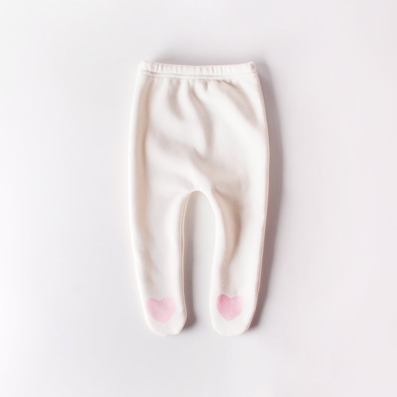 Ins2025 Baby Heart-Shaped Fleece-Lined Leggings Cotton Pp Tights Thickened And Warm - Image 1
