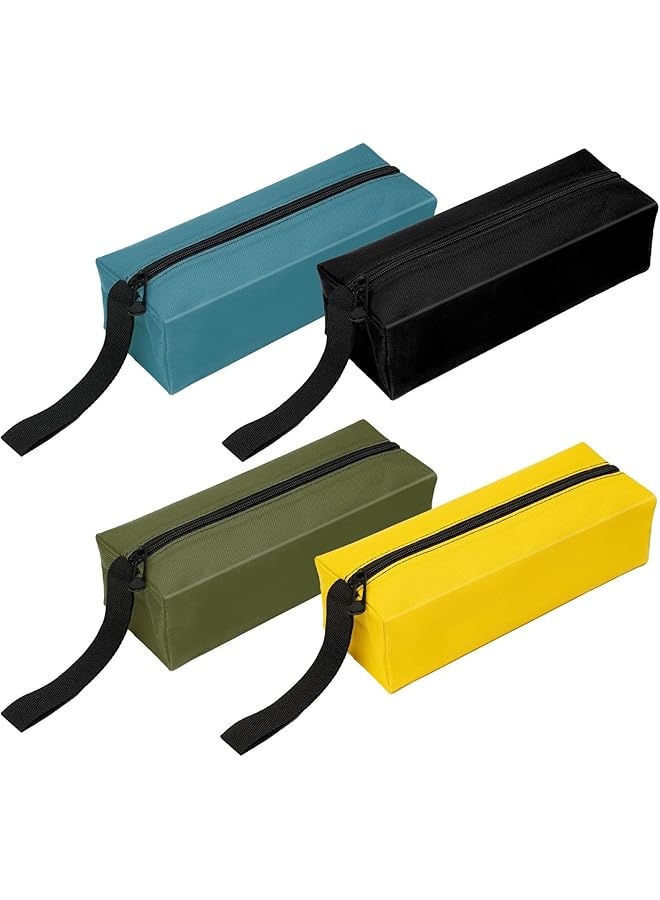 PROMASS promass Multipurpose Zipper Tool Bag, 4 Pcs Canvas Zipper Bags, Heavy-Duty Tool pouch, Electrician tool pouch, Heavy Duty Tool Pouch Tote Bags Organize Storage (Army Green, Black, Cyan-blue, Yellow)  - Image 1