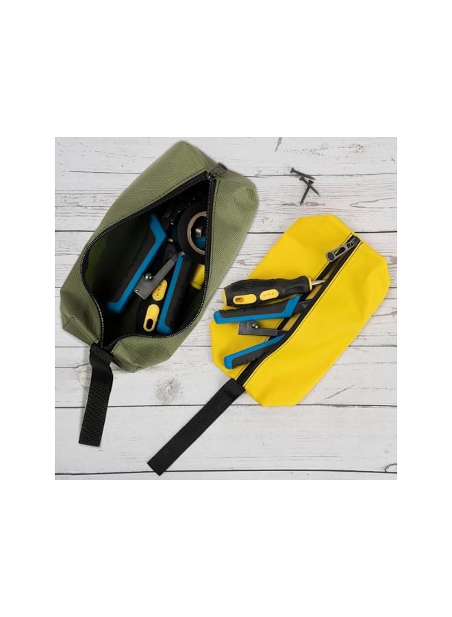 PROMASS promass Multipurpose Zipper Tool Bag, 4 Pcs Canvas Zipper Bags, Heavy-Duty Tool pouch, Electrician tool pouch, Heavy Duty Tool Pouch Tote Bags Organize Storage (Army Green, Black, Cyan-blue, Yellow)  - Image 4