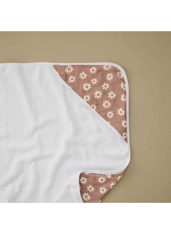Mebie Baby Hooded Towel, Daisy Dream, 100% Muslin Cotton, Cozy and Breathable Bath Towel for Newborn, Infant & Toddler, Unisex, Floral Pattern, 33.4 x 33.4 inches, 0.79 pounds - Image 2