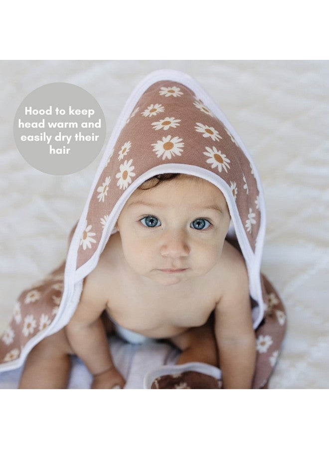 Mebie Baby Hooded Towel, Daisy Dream, 100% Muslin Cotton, Cozy and Breathable Bath Towel for Newborn, Infant & Toddler, Unisex, Floral Pattern, 33.4 x 33.4 inches, 0.79 pounds - Image 4