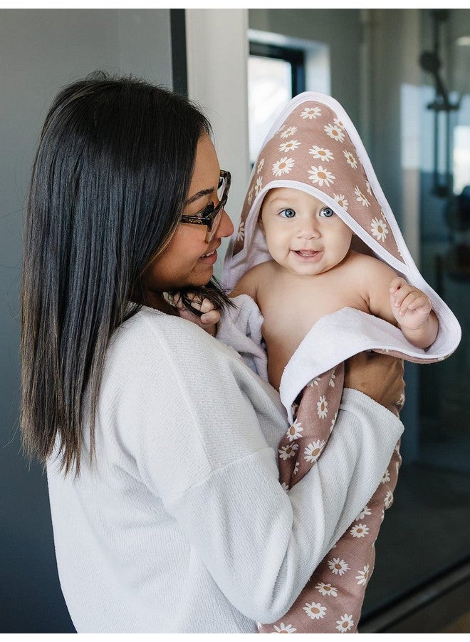 Mebie Baby Hooded Towel, Daisy Dream, 100% Muslin Cotton, Cozy and Breathable Bath Towel for Newborn, Infant & Toddler, Unisex, Floral Pattern, 33.4 x 33.4 inches, 0.79 pounds - Image 5
