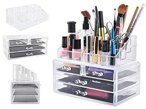 ONTRIP ONTRIP Acrylic Makeup Brush Holder, 3 Compartment Desk Organizer Desktop Clear Cosmetics Organizer Lipstick Organizer (Clear) - Image 5