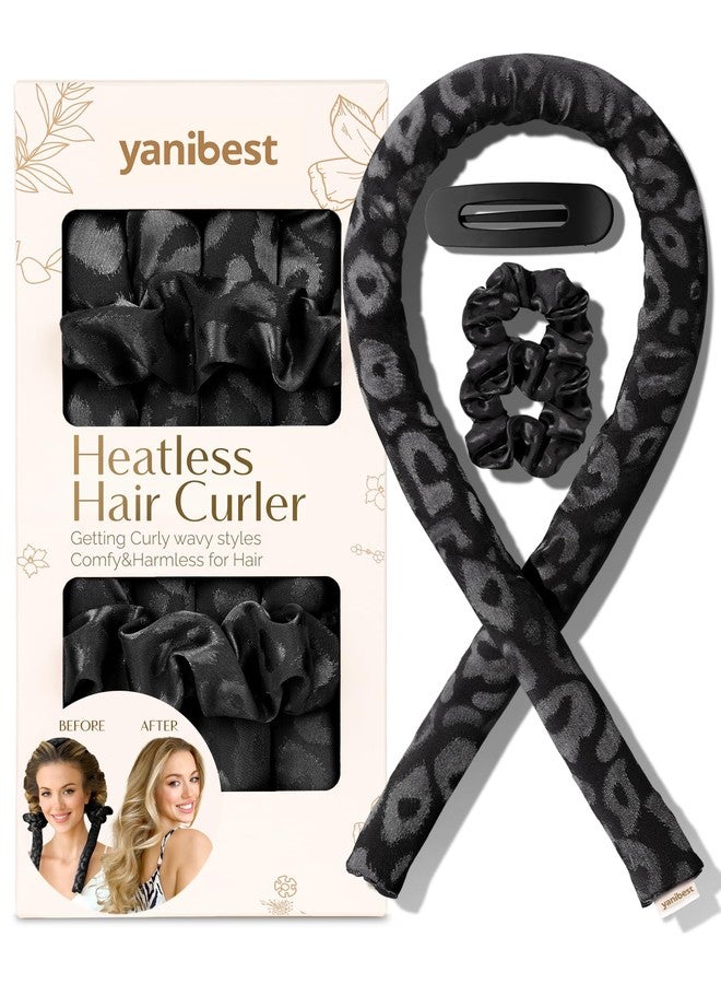 YANIBEST Heatless Curls Overnight, Hair Curlers to Sleep in, Leopard Heatless Hair Curler, Heatless Curling Rod Soft Hair Rollers-Black - Image 1