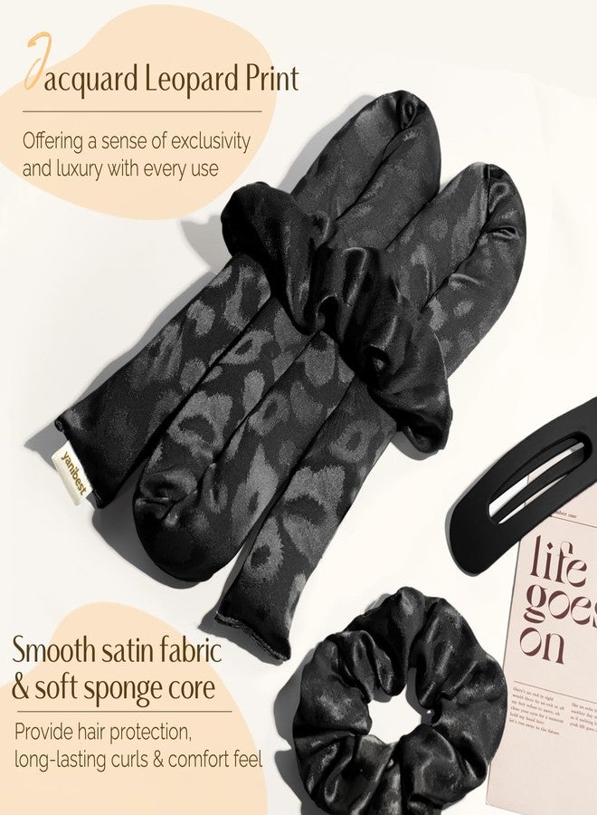 YANIBEST Heatless Curls Overnight, Hair Curlers to Sleep in, Leopard Heatless Hair Curler, Heatless Curling Rod Soft Hair Rollers-Black - Image 2