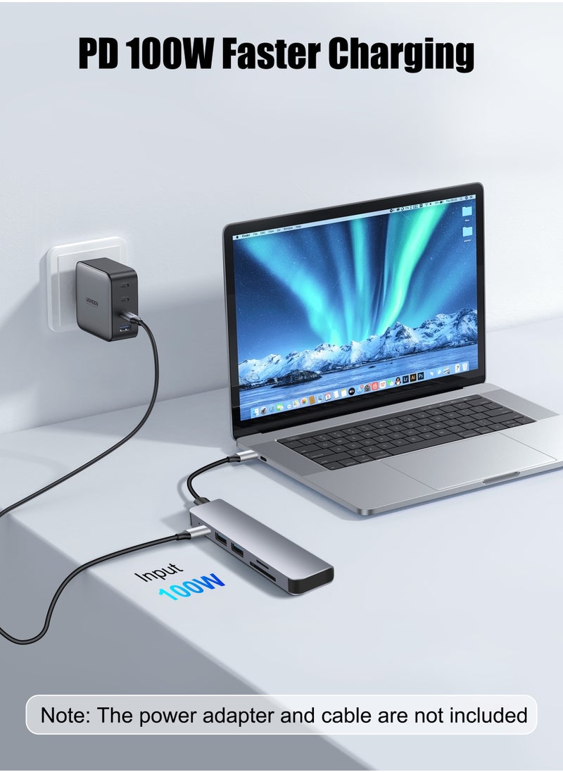 Xkimos USB-C Hub 6-in-1 Docking Station, HDMI 4K, USB 3.0, SD/TF Card Reader, 100W PD, Titanium Grey  - Image 4