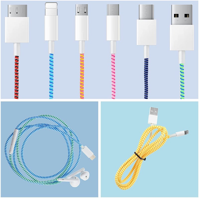 BeFall Ultimate Cable Protector | Spiral Triple Colour 1.5 Meter / 150 cm | Plastic Cord Wire Charger Winder for iPhone and Android Charging Cables (Blackwhite) - Image 3