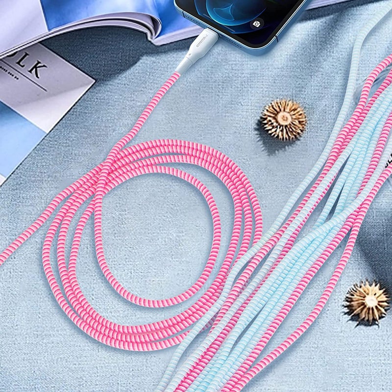 BeFall Ultimate Cable Protector | Spiral Triple Colour 1.5 Meter / 150 cm | Plastic Cord Wire Charger Winder for iPhone and Android Charging Cables (Blackwhite) - Image 5