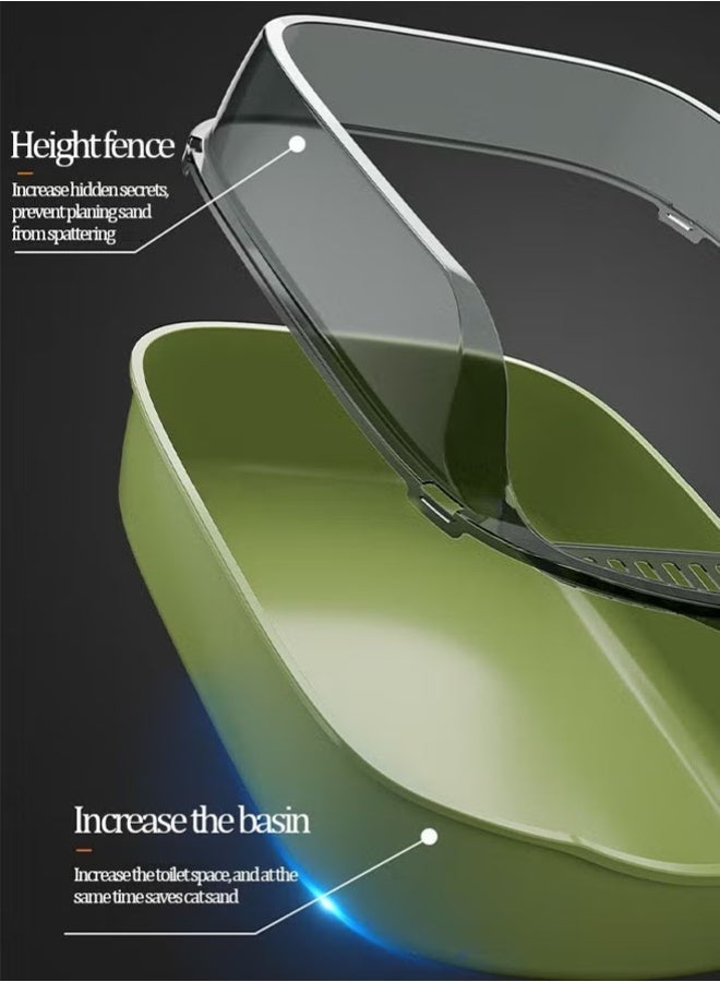 Pet Supplies Cat Litter Box,removable cat litter box,with High Splash Guard and Scoop,Easy to Clean and High-Durability Box for Indoor Cats, Cute Premium Looking Litter Box ,Green - Image 3