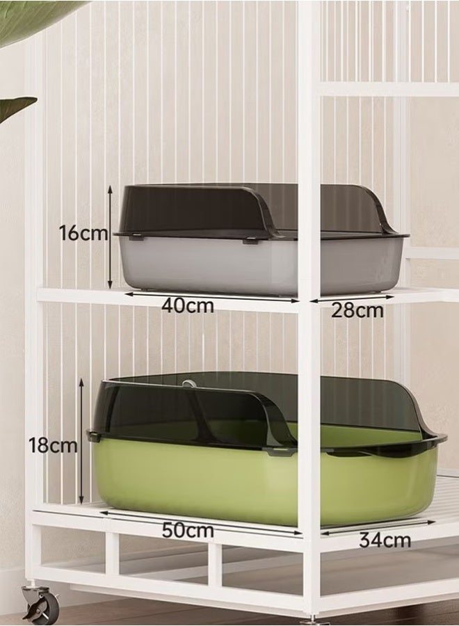 Pet Supplies Cat Litter Box,removable cat litter box,with High Splash Guard and Scoop,Easy to Clean and High-Durability Box for Indoor Cats, Cute Premium Looking Litter Box ,Green - Image 4