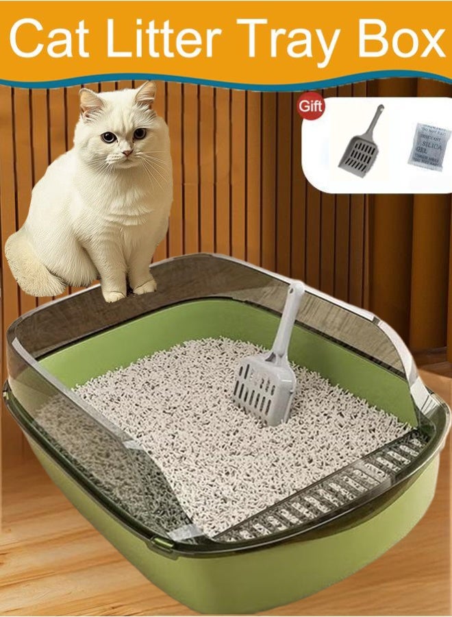 Pet Supplies Cat Litter Box,removable cat litter box,with High Splash Guard and Scoop,Easy to Clean and High-Durability Box for Indoor Cats, Cute Premium Looking Litter Box ,Green - Image 1