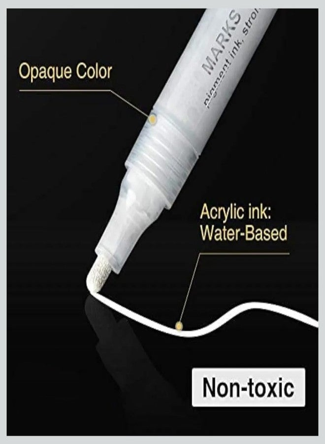 FEELHIGH Acrylic Paint Pens for Rock Painting, Stone, Ceramic, Glass, Wood, Fabric, Canvas, Metal, Scrapbooking, Acrylic Paint Markers Water- Based Extra-Fine Tip 3mm (White02) - Image 2