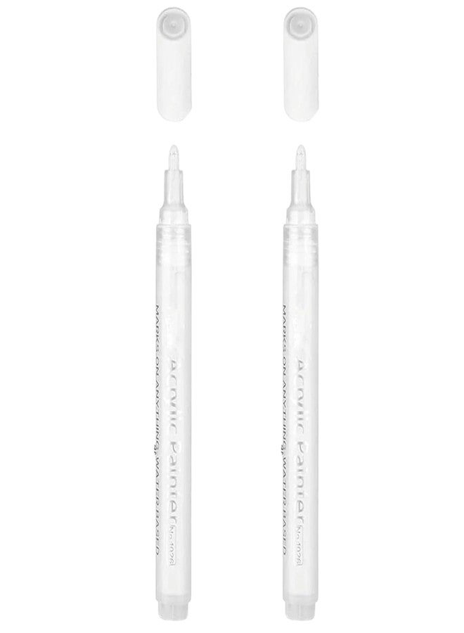 FEELHIGH Acrylic Paint Pens for Rock Painting, Stone, Ceramic, Glass, Wood, Fabric, Canvas, Metal, Scrapbooking, Acrylic Paint Markers Water- Based Extra-Fine Tip 3mm (White02) - Image 1