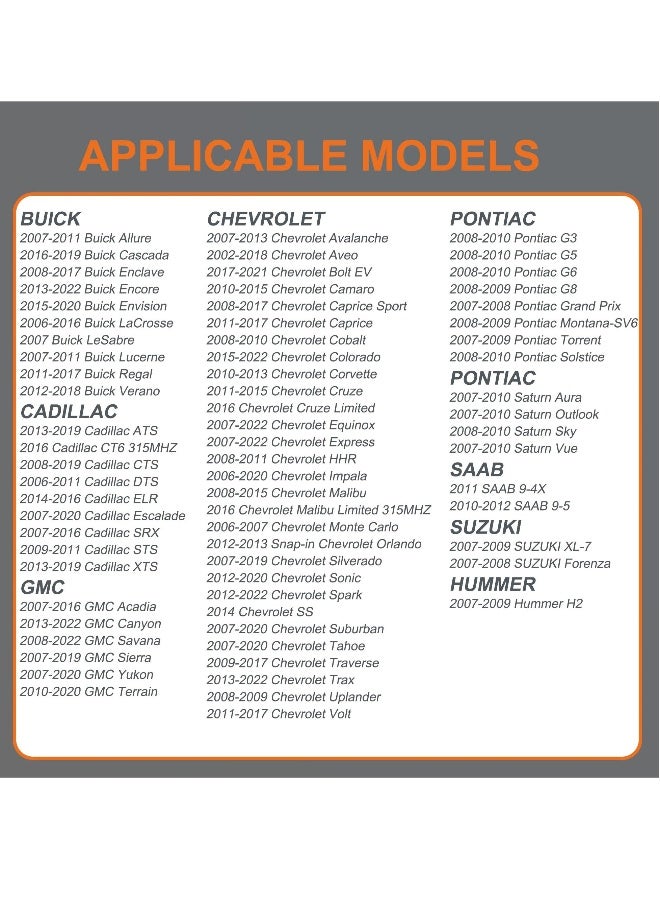 TPMS Sensor for GM, Tire Pressure Sensor 315Mhz, Compatible with Buick Cadillac Chevy GMC Pontiac, Replaces 13598771, 13598772, 13586335 - Image 2