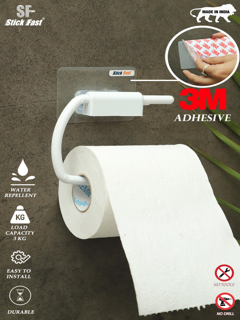 SF - Stick Fast Self-Adhesive Toilet Paper Holder With 3M Sticker For Wall Mount Tissue Paper Roll Dispenser For Kitchen & Bathroom (Pack Of 2, Snow White) - Image 3